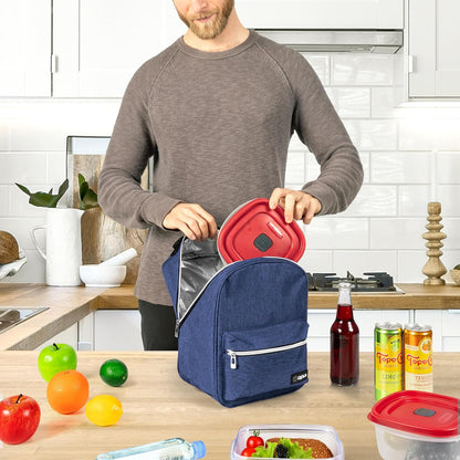 opux Lunch Box for Girls Boys Kids, Insulated Leakproof Lunch Bag, Reusable Teen Lunch Boxes for School, Medium Large lunchbox for Women Men Adult for Work with Front Back Pocket (Purple)
