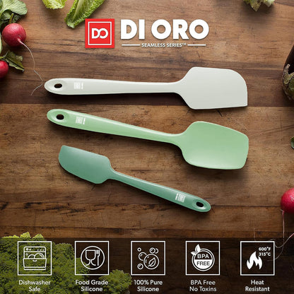 DI ORO Silicone Spatula Set - Rubber Kitchen Spatulas for Baking, Cooking, & Mixing - 600°F Heat-Resistant & BPA Free Silicone Scraper Spatulas for Nonstick Cookware - Dishwasher Safe (3pc, Black)