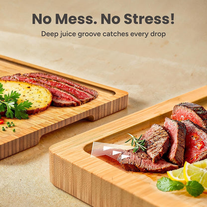 SMIRLY Walnut Cutting Board for Kitchen - Wood Cutting Boards with Handle and Juice Groove for Meal Prep, Serving, Charcuterie - Kitchen Gadgets - Non Toxic Wooden Chopping Board Set of 3 with Holder