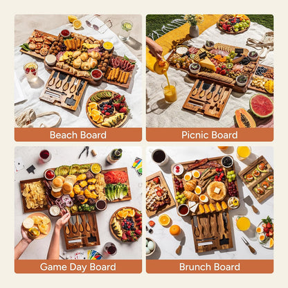 SMIRLY Charcuterie Boards Set - Large Bamboo Cheese Board Set - House Warming Gifts New Home, Wedding Gift for Couple, Bridal Shower Gift, Birthday Gifts for Women