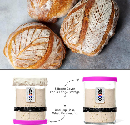 BALCI Premium Sourdough Starter Jar - 40oz Wide Mouth Kit (Blue)
