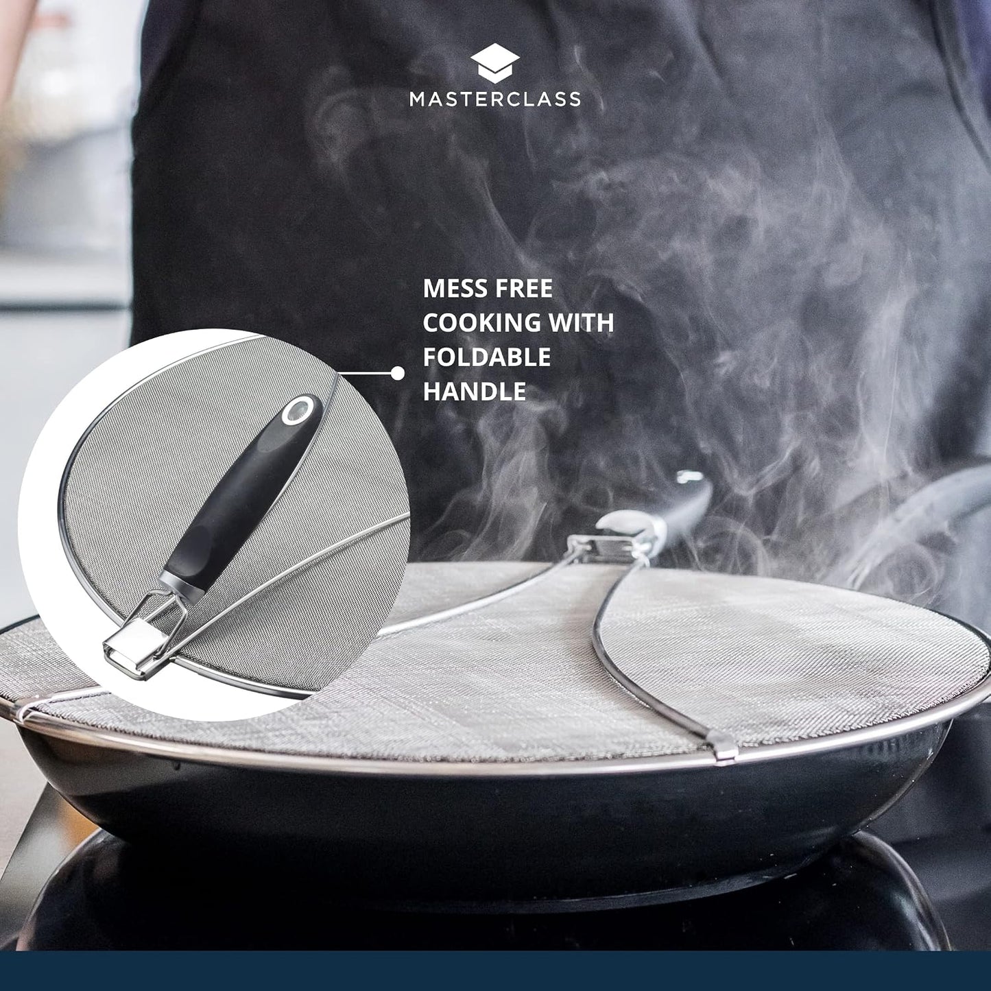 MasterClass Splatter Guard, Stainless Steel, Odour-Resistant, 33 cm (13"), Silver