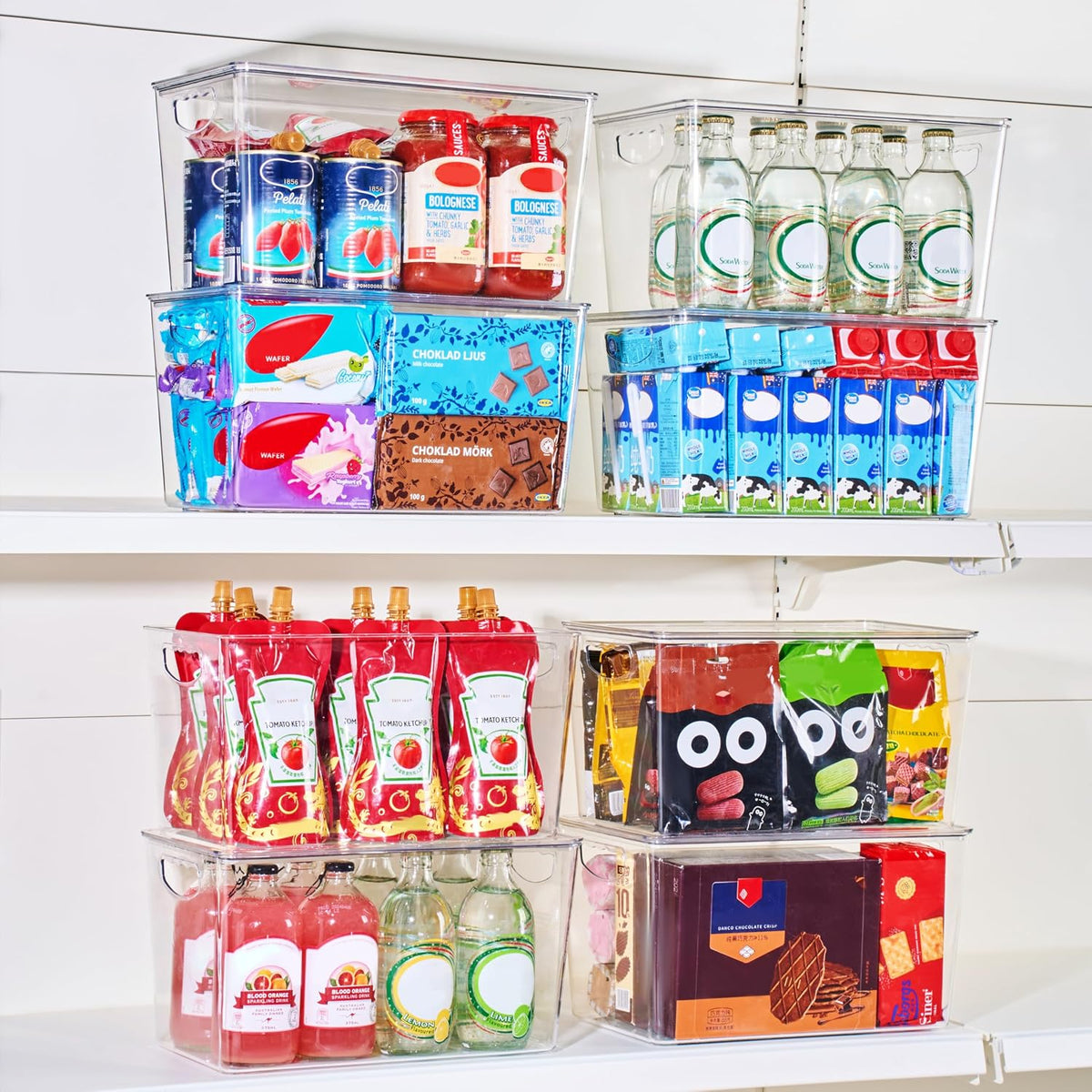 theaoo Clear Storage Bins with Lids Stackable - Large Plastic Containers for Pantry Organization and Storage - Perfect for kitchen,Fridge,Laundry Room,Bathroom,Garage,Closet,Cabinet Organizer - 8 Pack