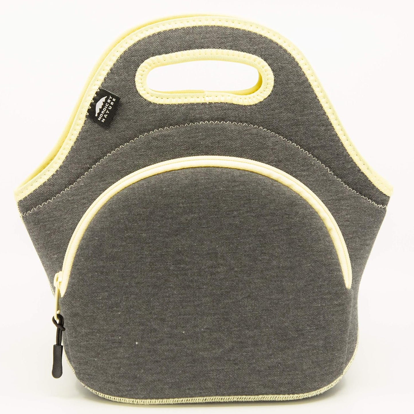 Nordic By Nature Large Neoprene Lunch Bag for Women & Lunch tote for Kids Insulated Lunch bag Reusable Washable Extra Thick Neoprene & Soft Cotton Feel, Premium Stitching, Outside Pocket, (L) Black