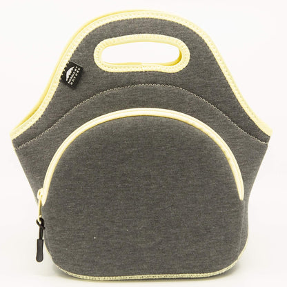 Nordic By Nature Large Neoprene Lunch Bag for Women & Lunch tote for Kids Insulated Lunch bag Reusable Washable Extra Thick Neoprene & Soft Cotton Feel, Premium Stitching, Outside Pocket, (L) Black