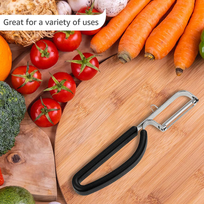 Lurch Germany Julienne Vegetable Y Peeler 5.1 x 2.3 Inches / 13 cm x 6 cm | Stainless Steel Cutter & Slicer for Carrot, Potato & Apple | Veggie Zoodles Maker | Non-slip Comfortable Handle - Black