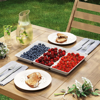 Lifewit Serving Tray Divided for Party Supplies, 4 PCS 15" x 10" Plastic Platters for Serving Food, White Reusable Tray for Veggie, Snack, Fruit, Cookies, Desserts in Kitchen/Pantry