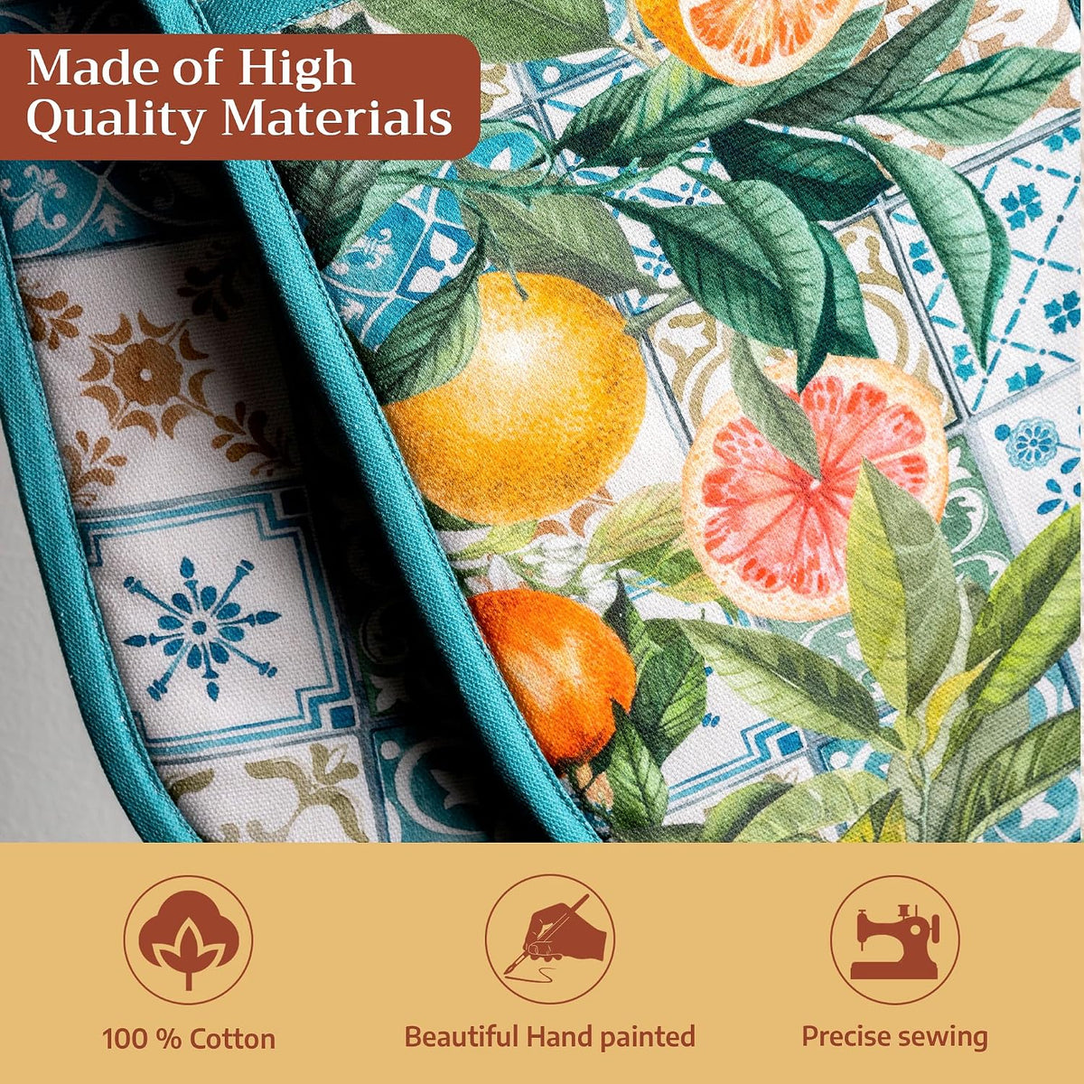 Maison d' Hermine 100% Cotton Oven Mitt & Pot Holder Set (7.5"x13" & 8"x8") - Colors C