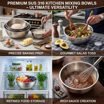 Stainless Steel Mixing Bowls Set of 3, 1.5/2.5/4 Qt Metal Mixing Bowls with Measurement Marks, Nesting Stainless Steel Bowl Set, Dishwasher Safe Stackable Kitchen Bowls for Baking, Salad & Meal Prep