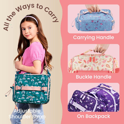 Bentgo Kids Lunch Bag - Durable, Double-Insulated Lunch Bag for Kids 3+; Holds Lunch Box, Water Bottle, & Snacks; Easy-Clean Water-Resistant Fabric & Multiple Zippered Pockets (Mermaid)