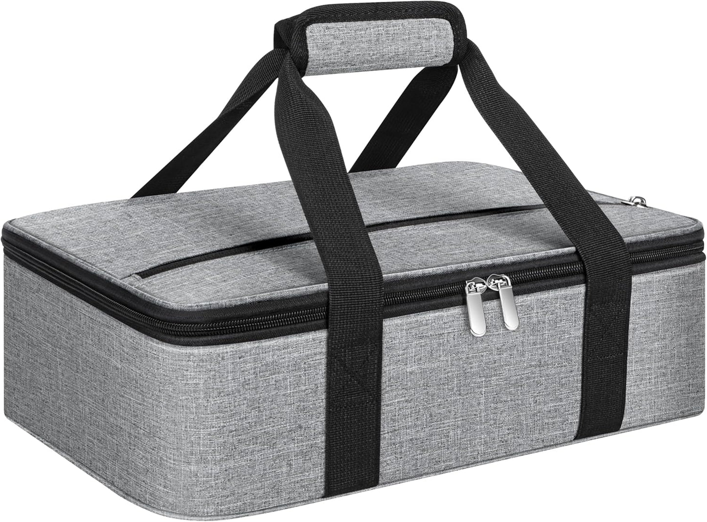 Insulated Casserole Carrier, Portable Casserole Carrier for Hot or Cold Food Lunch Tote Warmer or Cooler Bag, Lasagna Lunch Bag for Potluck Parties- Fits 9" x 13" Baking Dish-Charcoal Grey