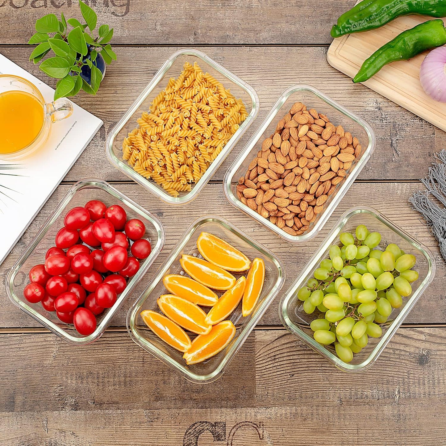 UMEIED 10 Pack Glass Food Storage Containers with Lids, Leakproof Airtight Glass Meal Prep Containers For Lunch, On The Go, Leftover, Dishwasher Safe