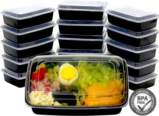 Simple Houseware 16 Pack 28-oz 1-Compartment Meal Prep Container, BPA-Free | Reusable BPA-Free Stackable Bento Box - Microwave, Freezer & Dishwasher Safe