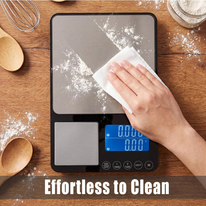 Food Scale 44lb/20kg, Extra-Large Platform Digital Kitchen Scale, 1g/0.1oz High Precision, Stainless Steel/Tempered Glass, Weight Grams and oz for Cooking Baking Meal Prep Sourdough Bread
