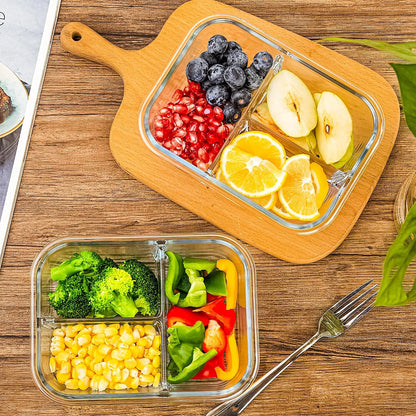 5-Pack,3 Compartment Glass Meal Prep Containers Set,34oz, Divided Food Storage Containers with Lids, Glass Lunch Box with 3 Dividers