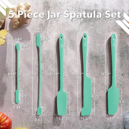 DI ORO Silicone Jar Spatula Set - 600F Heat Resistant, 5-Pc Red