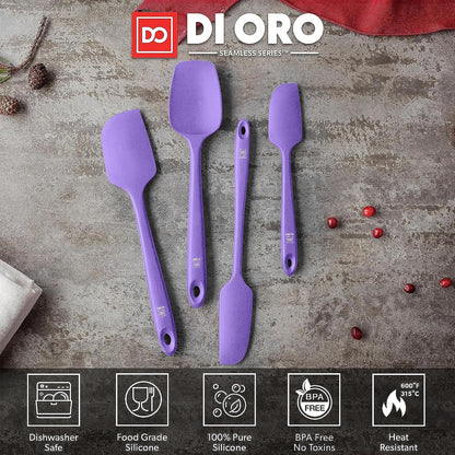 DI ORO Silicone Spatula Set - 600F Heat Resistant, 4-Pc Black