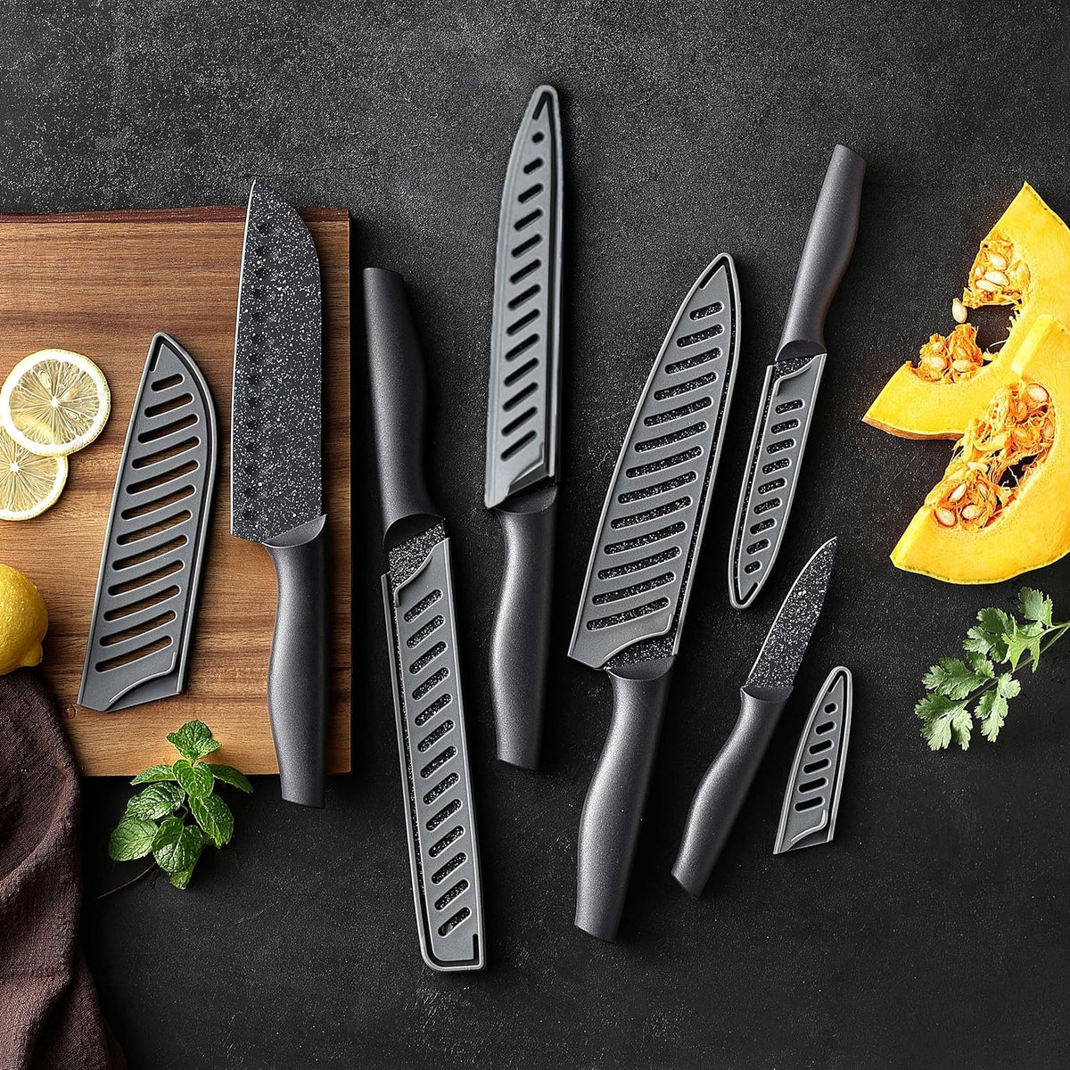 Marco Almond Kitchen Knife Set Chef Knife Set Black