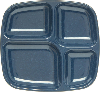 Carlisle FoodService Products Melamine Lunch Tray with 4 Compartments, Right Handed Cafeteria Tray with Divided Compartments for Food, 10" x 9.75", Dark Blue