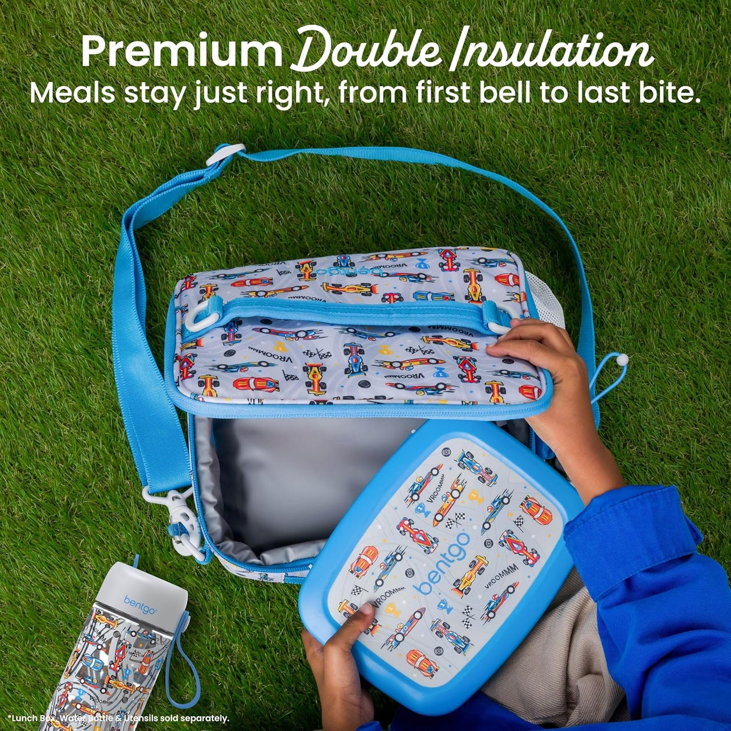 Bentgo Kids Lunch Bag - Durable, Double-Insulated Lunch Bag for Kids 3+; Holds Lunch Box, Water Bottle, & Snacks; Easy-Clean Water-Resistant Fabric & Multiple Zippered Pockets (Mermaid)