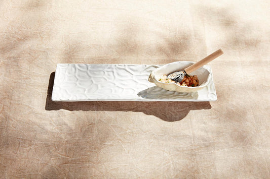 Mud Pie Oyster Tray & Dip Set, Tray 4" X 14" | Dip 3" X 5" | Spoon 5 1/2"