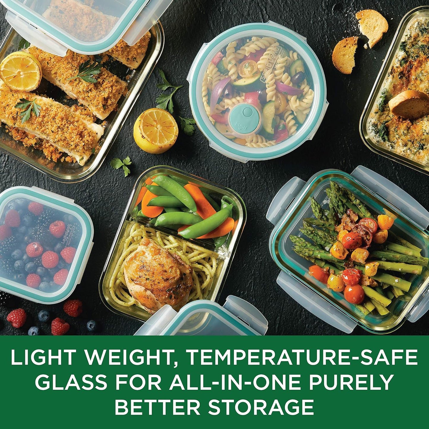 LOCK & LOCK Ovenglass Heat Resistant Glass Round Food Storage Container with Steam Vent, 32.12-oz / 4.02-cup