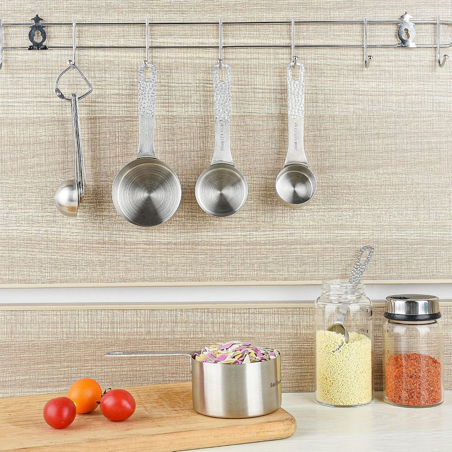 Copper Measuring Cups and Spoons Set 14, Stainless Steel Measuring Cups and Spoons set, Metal 6 Measure Cup and 7 Measure Spoon with 1 Leveler for Kitchen & Baking