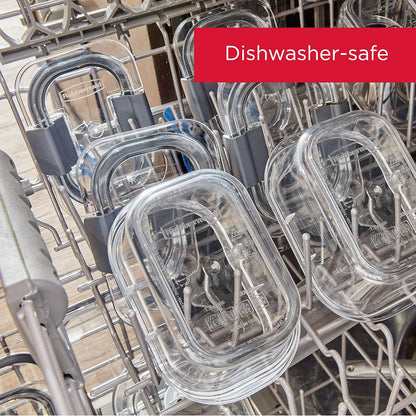 Rubbermaid Brilliance Meal Prep Containers, 2-Compartment Food Storage Containers, 2.85 Cup, 5-Pack, BPA-Free, Clear/Grey