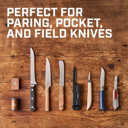 The Mini Tumbler Rolling Knife Sharpener™ + Carrying Case & Leather Strop