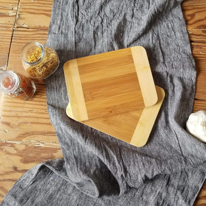 Lipper International Bamboo Wood Two-Tone Kitchen Cutting and Serving Board, Small, 7 3/4" x 6" x 1/4", Set of 2