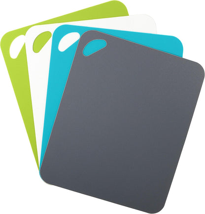 Dexas Heavy Duty Cutting Board Grippmat, Flexible Cutting Boards for Kitchen, Set of 4, Non Slip Plastic Board Cutting Mat 11.5 by 14 Inches Gray, Red, White and Green Set, Kitchen Gadgets