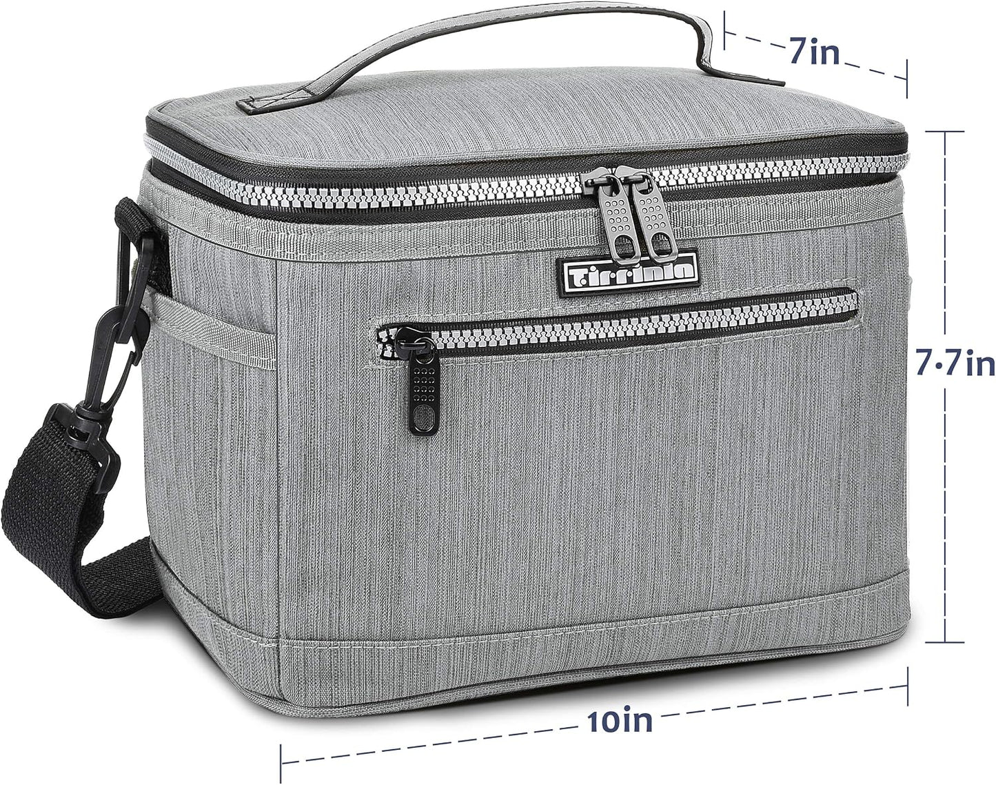 Tirrinia Insulated Lunch Box for Men/Women, Leakproof Lunch Bag for School Work, Large Lunch Tote Kids Boys Girls Student Back to School, Soft Cooler Office Picnic Beach Camping for Adults, Charcoal