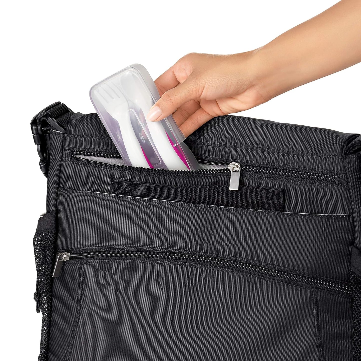 OXO Tot Plastic Fork & Spoon Set With Travel Case- Pink