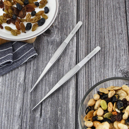Set of 3 Kitchen Tweezers Fine Tweezer Tongs, MSY BIGSUNNY Stainless Steel Food Tweezers, Precision Serrated Tips Food Tongs (8.5" 10" and 12")