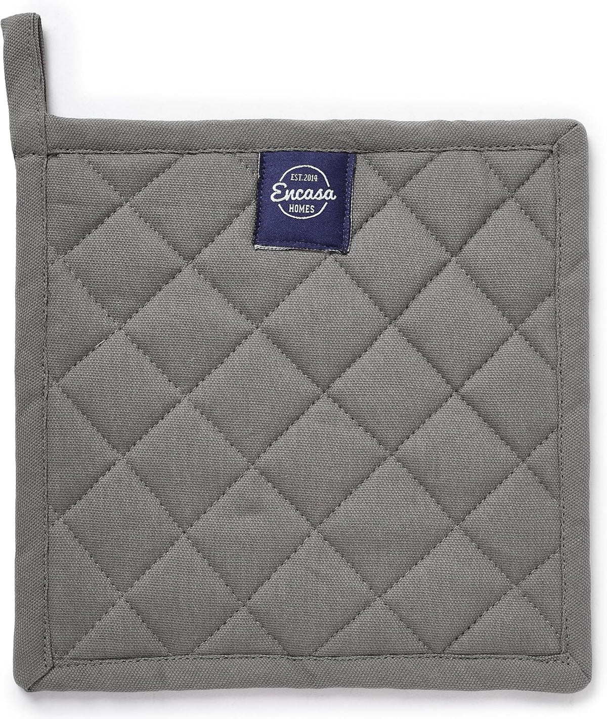 Encasa XO Pot Holders, Quilted Kitchen Hot Pads 8"x8" Black
