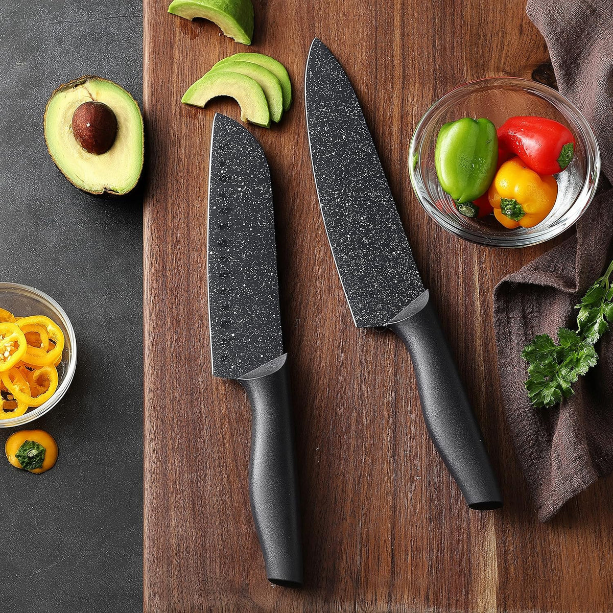 Marco Almond Kitchen Knife Set Chef Knife Set Black