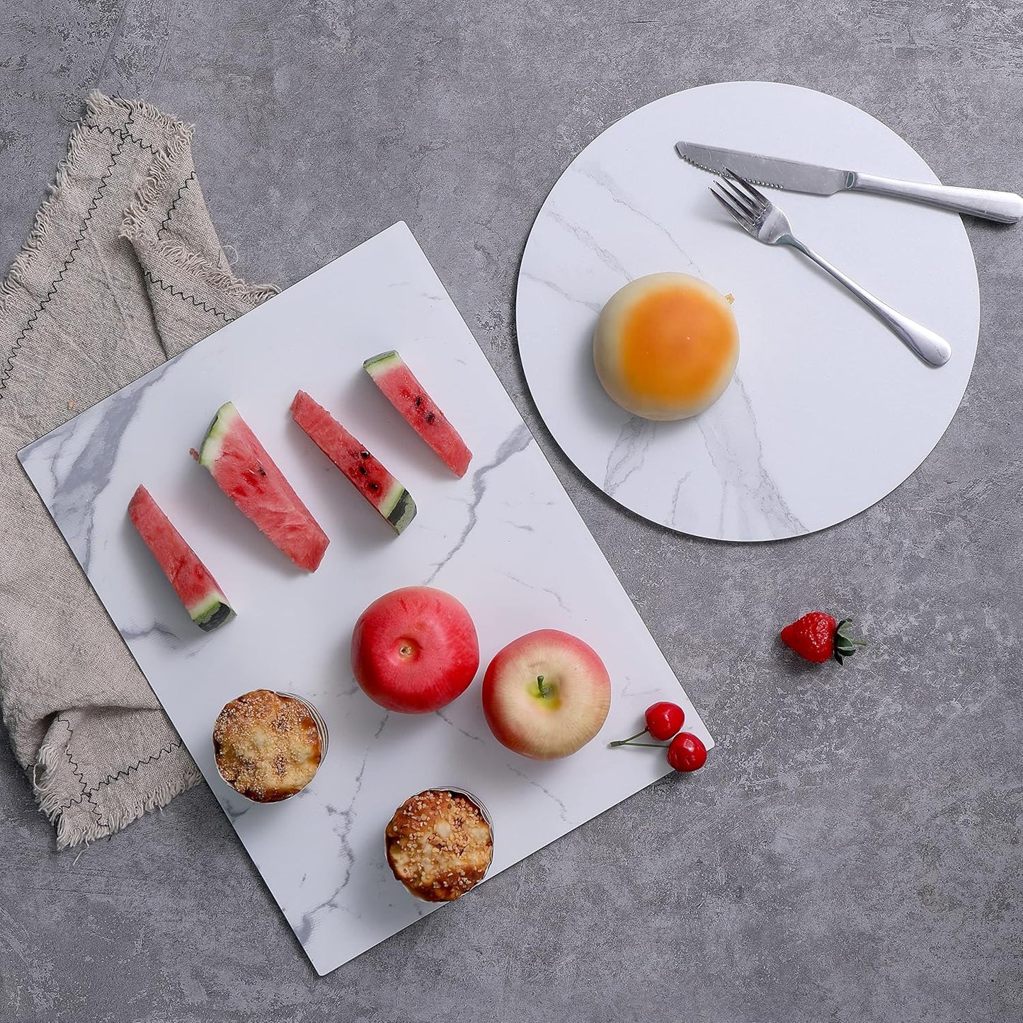 Murrey Home Glass Cutting Board Set for Kitchen Counter, Tempered Glass Chopping Boards Dishwasher Safe, Small Clear Countertop Tray, 16"x12"x2PC