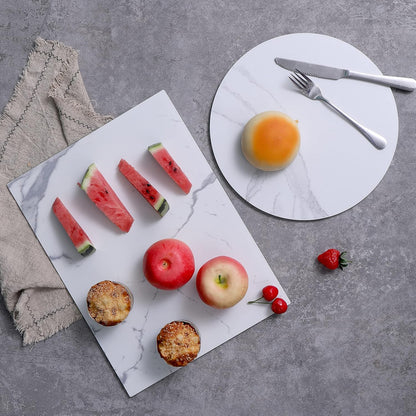Murrey Home Glass Cutting Board Set for Kitchen Counter, Tempered Glass Chopping Boards Dishwasher Safe, Small Clear Countertop Tray, 16"x12"x2PC