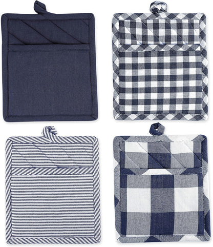 DII Gingham Check Kitchen Collection, Pink, Potholder Set