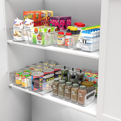 Simple Houseware 4 Pcs Pantry Clear Bin Storage Organizer, 14" x 7" x 3.75"