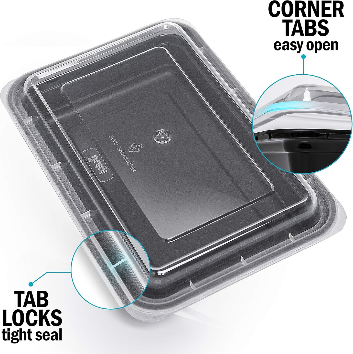 Igluu Meal Prep Containers Reusable (20 Pack) – Food Containers with Lids – Stackable, Microwave, Freezer & Dishwasher Safe – 28oz – 1 Compartment – BPA-Free