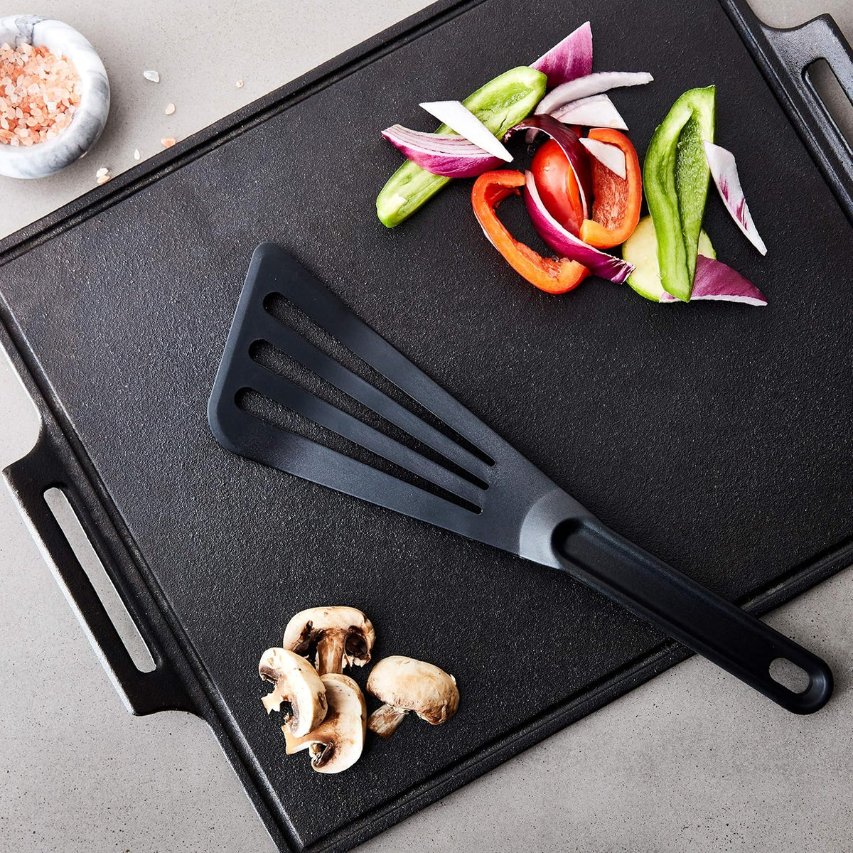 Mercer Culinary Hell's Tools Hi-Heat Slotted Spatula, 12 Inch x 3.5 Inch, Gray