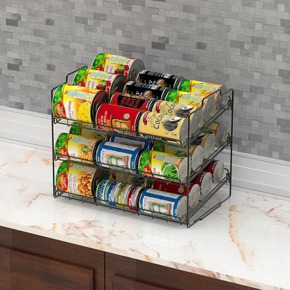 Deco Brothers Stackable Can Rack Organizer for Kitchen and Pantry, Holds Upto 36 Cans, Chrome Finish