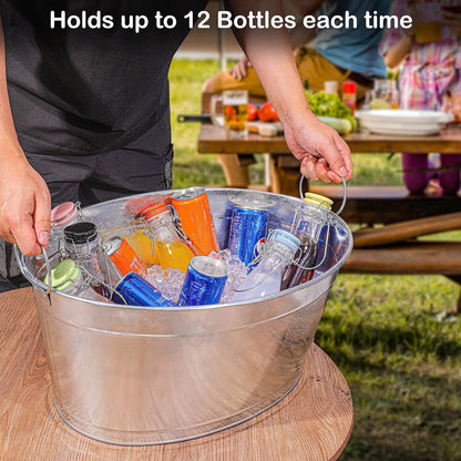 BARsics Large 6-Gallon Galvanized Tin Beverage Tub, 20x14x10 inches (Pack of 2)
