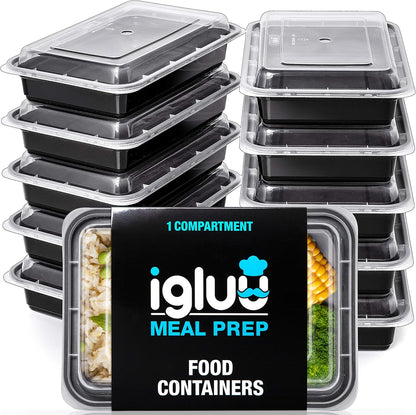 Igluu Meal Prep Containers Reusable (20 Pack) – Food Containers with Lids – Stackable, Microwave, Freezer & Dishwasher Safe – 28oz – 1 Compartment – BPA-Free