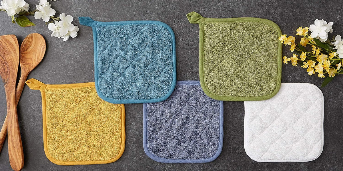 DII Basic Terry Collection Quilted 100% Cotton, Pan Handle, Nautical Blue