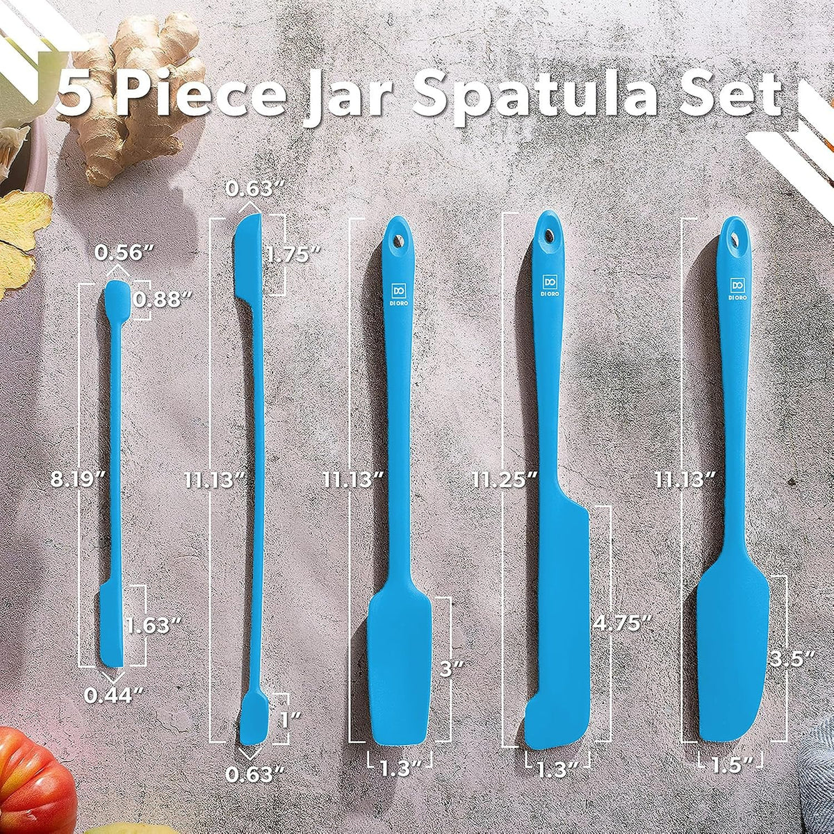 DI ORO Silicone Jar Spatula Set - 600F Heat Resistant, 5-Pc Red