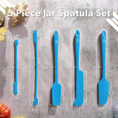DI ORO Silicone Jar Spatula Set - 600F Heat Resistant, 5-Pc Red
