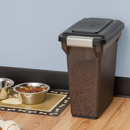 IRIS USA Dog Food Storage Container, Airtight Lid, 2-Cup Scoop, Up to 13 Pounds Pet Food Storage, Versatile Pet Food Bin, Treats, BPA Free, Dark Gray