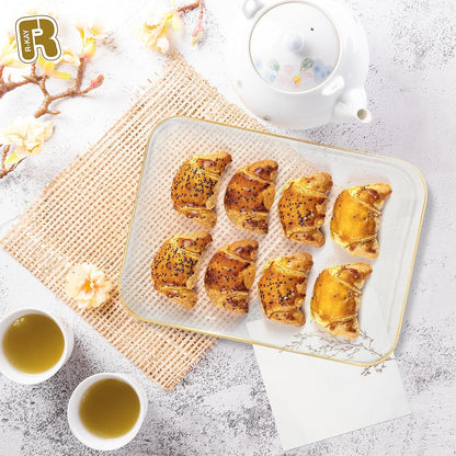 R-kay 3 Pack White Plastic Serving Trays for Party - Rectangular, 8 by 11 in, Heavy Duty Dessert Trays for Food